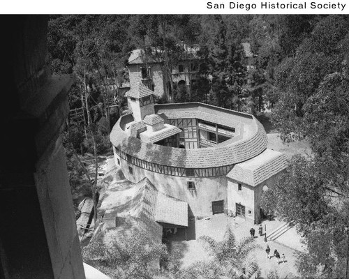 View of the Old Globe Theatre from the California Tower during the 1935 Exposition