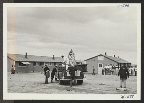 Picture of this center's air-raid alert, which took place May 23. Photographer: McClelland, Joe Amache, Colorado