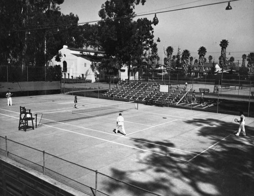 Tennis courts and Memorial Theater, Miles Park