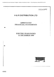 H&R Distribution Ltd financial statements for the year ended 19991231
