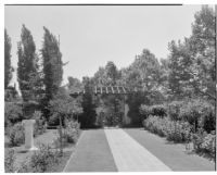 W. R. Dunsmore residence, view towards pergola in rose garden, Los Angeles, circa 1934