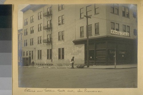 Octavia and Golden Gate Ave., San Francisco [Earthquake damage to brick buildings.]