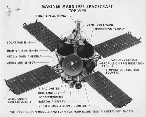 Mariner Mars 1971 spacecraft, top view