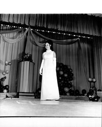 Valeria Ann Dominichelli in the Miss Sonoma County evening gown competition, Santa Rosa, California, 1971