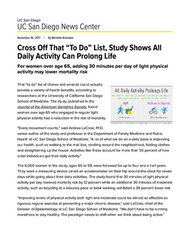 Cross Off That “To Do” List, Study Shows All Daily Activity Can Prolong Life