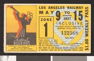 Los Angeles Railway weekly pass, 1937-05-09