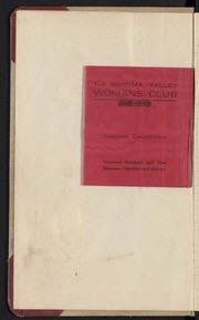 1910-1912 - Meeting Minutes of the Sonoma Valley Woman's Club