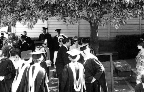 Duke Ellington, Honorary Doctorate recipient, with graduating students