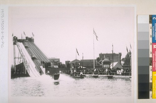 "Shoots" [i.e. "Chutes"]. Haight and Schrader Sts. Amateur shows; boat rides. Cannon the Fat Man; Aggie the lion tamer. Scenic railway put in later. Ca. 1899