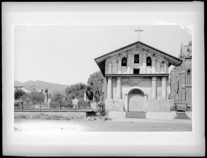 Mission San Francisco de Asis (Dolores), showing the front of the mission and cemetery, ca.1887
