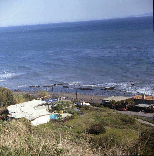 Coastal scene near Pepperdine University's Malibu campus, circa 1969