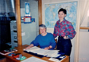 Anne Larsen at the office in Ulan Bator with Dagimaa, secretary and interpreter at the JCS Offi