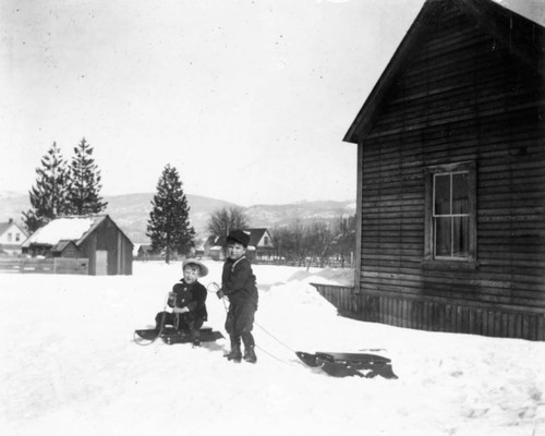 Boy and Girl with Sleds, Quincy
