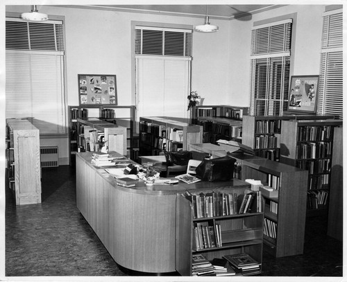Grand Avenue Library,Children's Room - desk, 1953 [photograph]