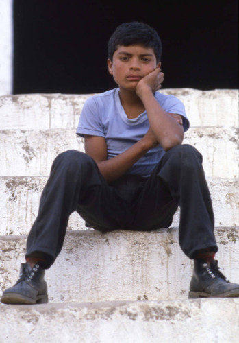 A Mayan boy sitting, Chajul, 1982