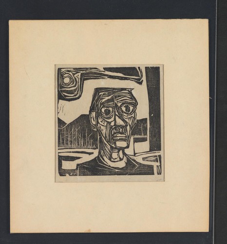 [Lino-Cut face with matting]