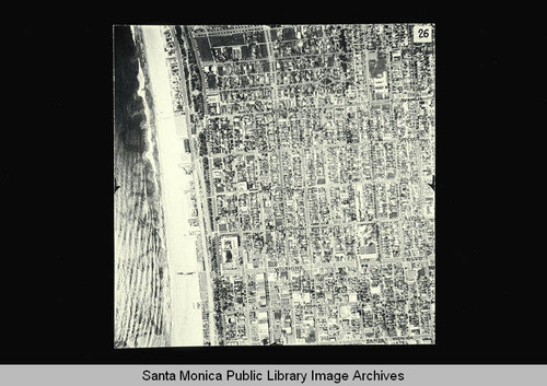 Aerial map of Santa Monica City flown by Pacific Air Industries on April 1, 1950 with section boundaries: Alta Avenue, Tenth Street, and Santa Monica Blvd