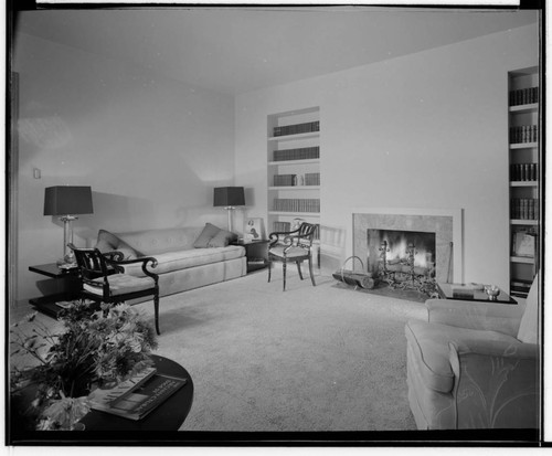 Hodsell, Adelaide (Mrs. Frank), residence pool house. Living room