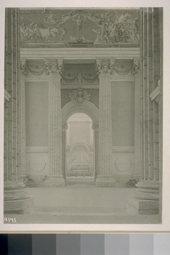 H143. [Gateway, Tower of Jewels (Thomas Hastings, architect. Mural, "Atlantic and Pacific" (William de Leftwich Dodge, painter); "The Fountain of El Dorado" (Gertrude Vanderbilt Whitney, sculptor) in distant niche.]