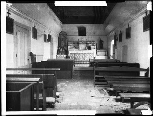 Interior of chapel at the Mission San Juan Capistrano, ca.1899