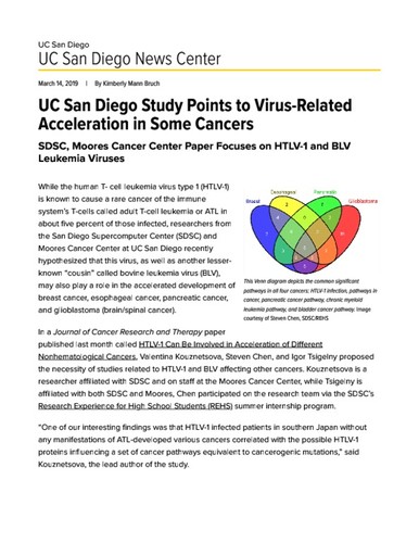 UC San Diego Study Points to Virus-Related Acceleration in Some Cancers