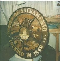 Seal of City of Sacramento in Wood