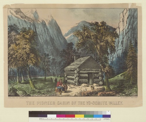 1883 Illustration Poster Print Pioneer Cabin in Yosemite Valley