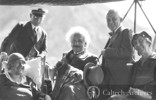 Albert and Elsa Einstein with Robert and Greta Millikan on a boat off Long Beach