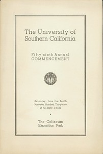 Commencement program, USC (56th: 1939: Coliseum)