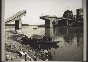 Bridge in Fuidschu, destroyed by the retreating Chinese forces