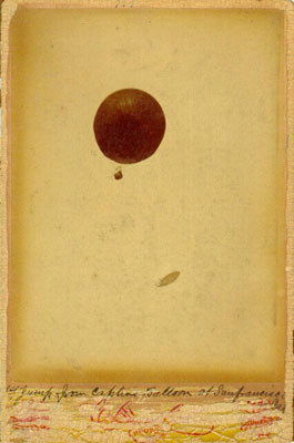 [Baldwin's initial parachute descent, from a captive balloon, at San Francisco, Cal.]