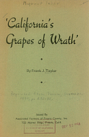 California's Grapes of Wrath,' by Frank J. Taylor. Issued by Associated Farmers of Fresno County, Inc