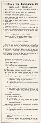 Freshman Ten Commandments from the Daily Sundial student newspaper--Feb. 3, 1958