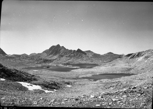 Muir Pass, View west to Wanda lake and Mount McGee. Misc. Mountains