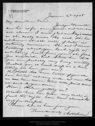 Letter from A. H. Sellers to John Muir, 1908 Jun 2