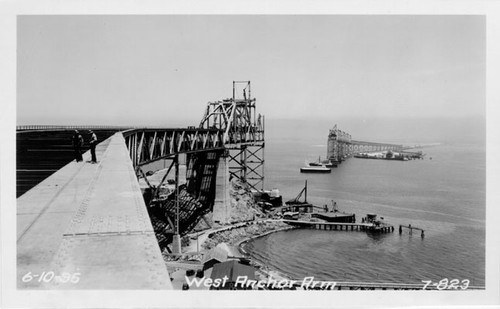 [West anchor arm of Bay Bridge with East span in background]