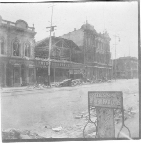 1906 Earthquake damaged Unique Theatre and surrounding buildings