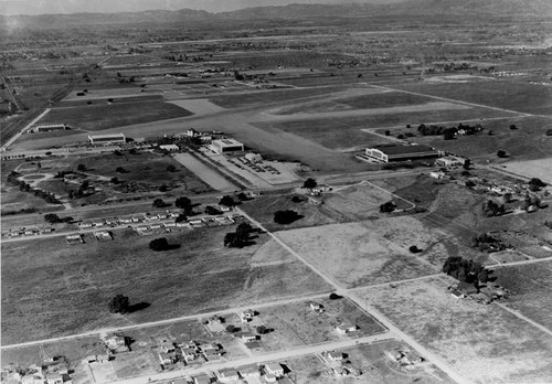 Union Air Terminal. The Terminal, Hangars 1, 2, 3, 4 & the Northrop Plant, aerial view