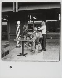 Cutting hair at Barbers II, Santa Rosa, California, 1977