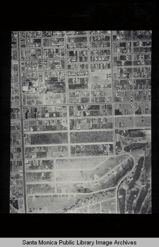 Aerial survey of the City of Santa Monica north to south (north on right side of the image) Alta Avenue to Wilshire Blvd. including Franklin School on Montana Avenue and Doulgas Aircraft Company on Wilshire Blvd. (Job#C235-F5) flown in June 1928