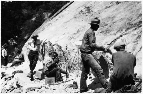 Construction, Horace Albright, NPS Director, inspecting High Sierra Trail