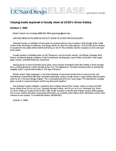 Varying media explored in faculty show at UCSD's Grove Gallery