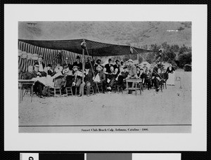 Sunset Club under a tent at a beach club on the ithmus on Catalina Island, 1906