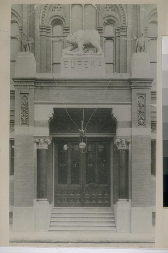 Pioneer Place entrance to the Society of California Pioneers Building. 1880s
