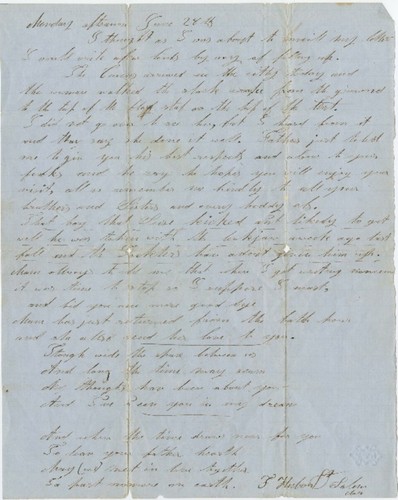 Letter from Frederick Hubon to Sarah L. Allen