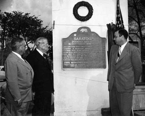 1950 Dedication of Saratoga's registered State Landmark