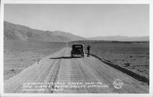 Highway Furnace Creek Inn to Bad Water, Death Valley National Monument, Calif