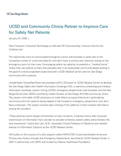 UCSD and Community Clinics Partner to Improve Care for Safety Net Patients