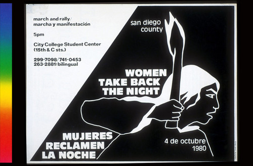 Women Take Back the Night/ Mujeres Reclamen la Noche, Announcement Poster for