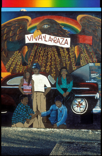 Mi Cultura Hermosa; Renamed After Restoration:Viva la Raza (detail of modification)